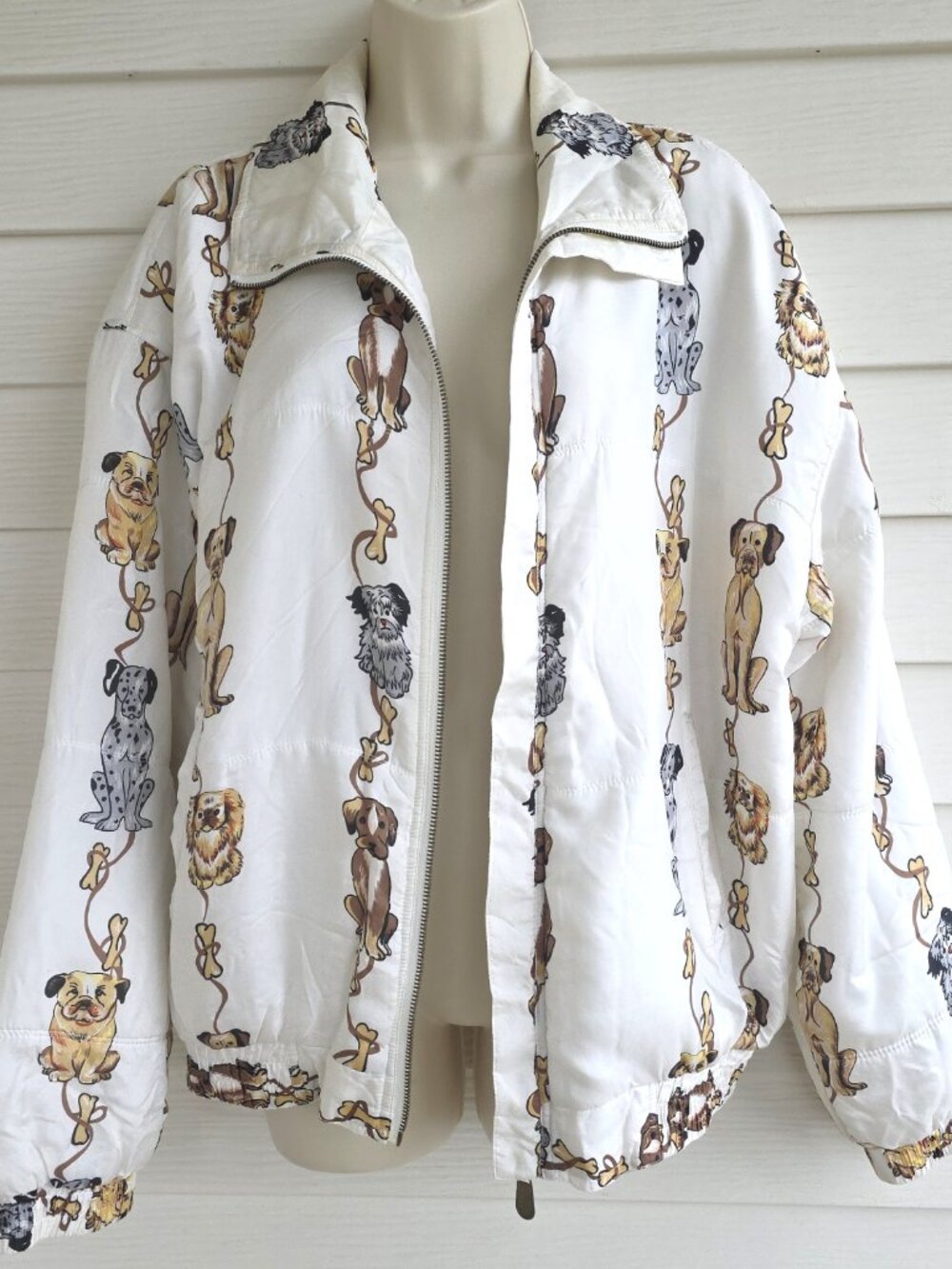 Vintage 90s Coaco Silk dog themed lightweight puffer jacket - Picture 2 of 8